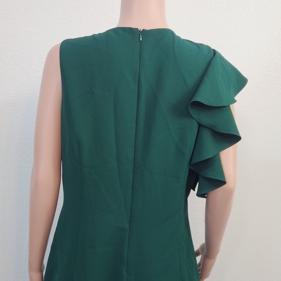 Julia Jordan Hunter Green Feather Sleeve Size 16 Dress - Picture 5 of 10